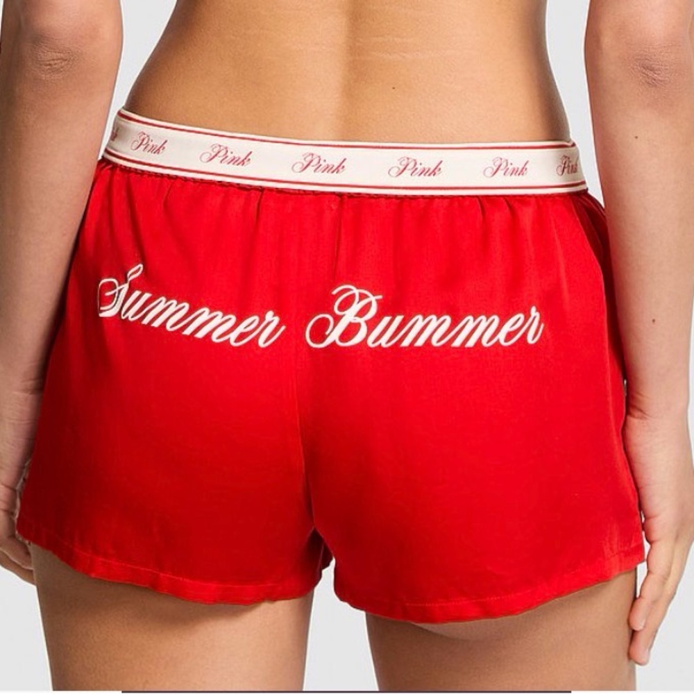 PINK Victoria's Secret Red Pajama Shorts